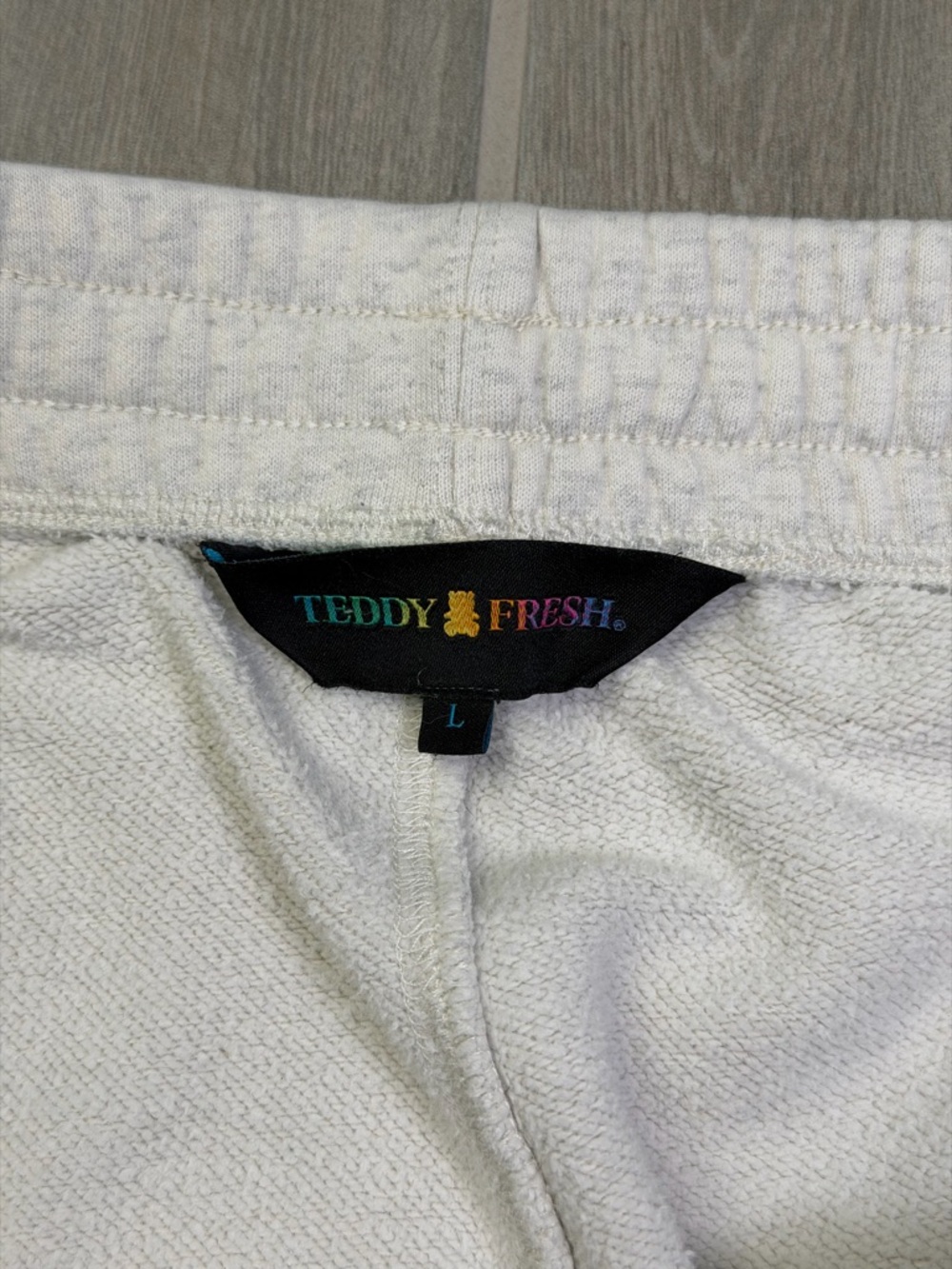 Teddy Fresh Gray Patchwork Jogger Sweatpants Drawstring Mens Size Large - Picture 4 of 9